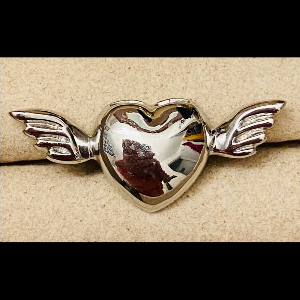 Silver Winged Heart Charm